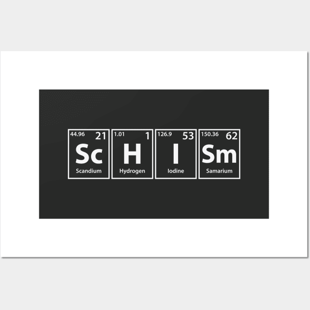 Schism (Sc-H-I-Sm) Periodic Elements Spelling Wall Art by cerebrands